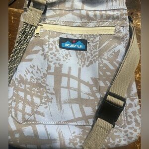 Kavu Tan and Cream Patterned Crossbody Bag